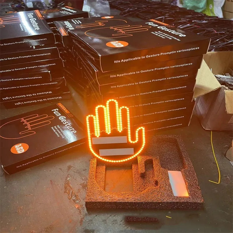 Car USB plug finger gesture light in thumb up style with yellow LED illumination