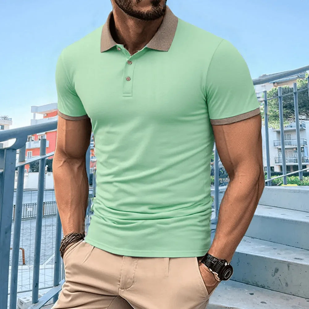 Summer polo shirt in Ice Silk fabric, short sleeve, regular fit, available in multiple colours
