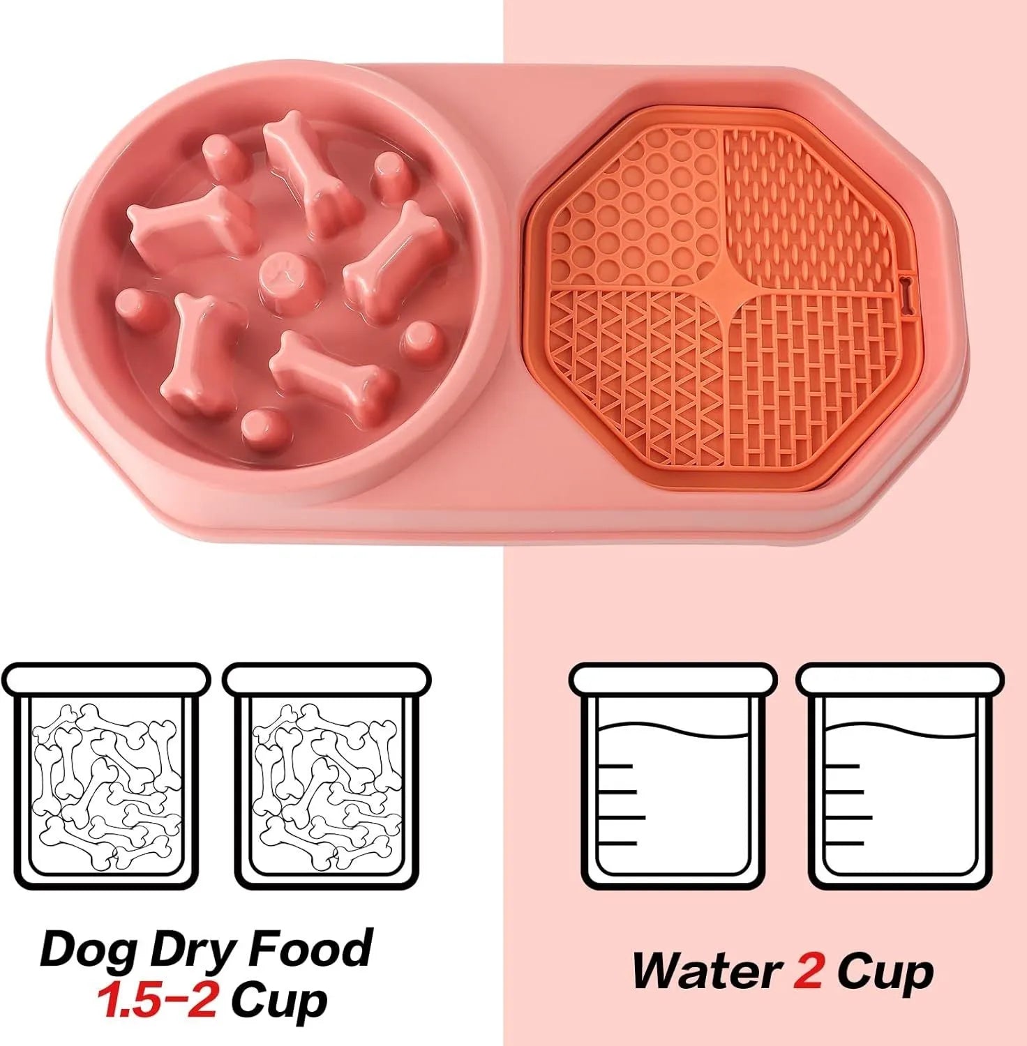 Blue slow feeder interactive dog bowl with maze pattern and non-slip base for healthy eating.
