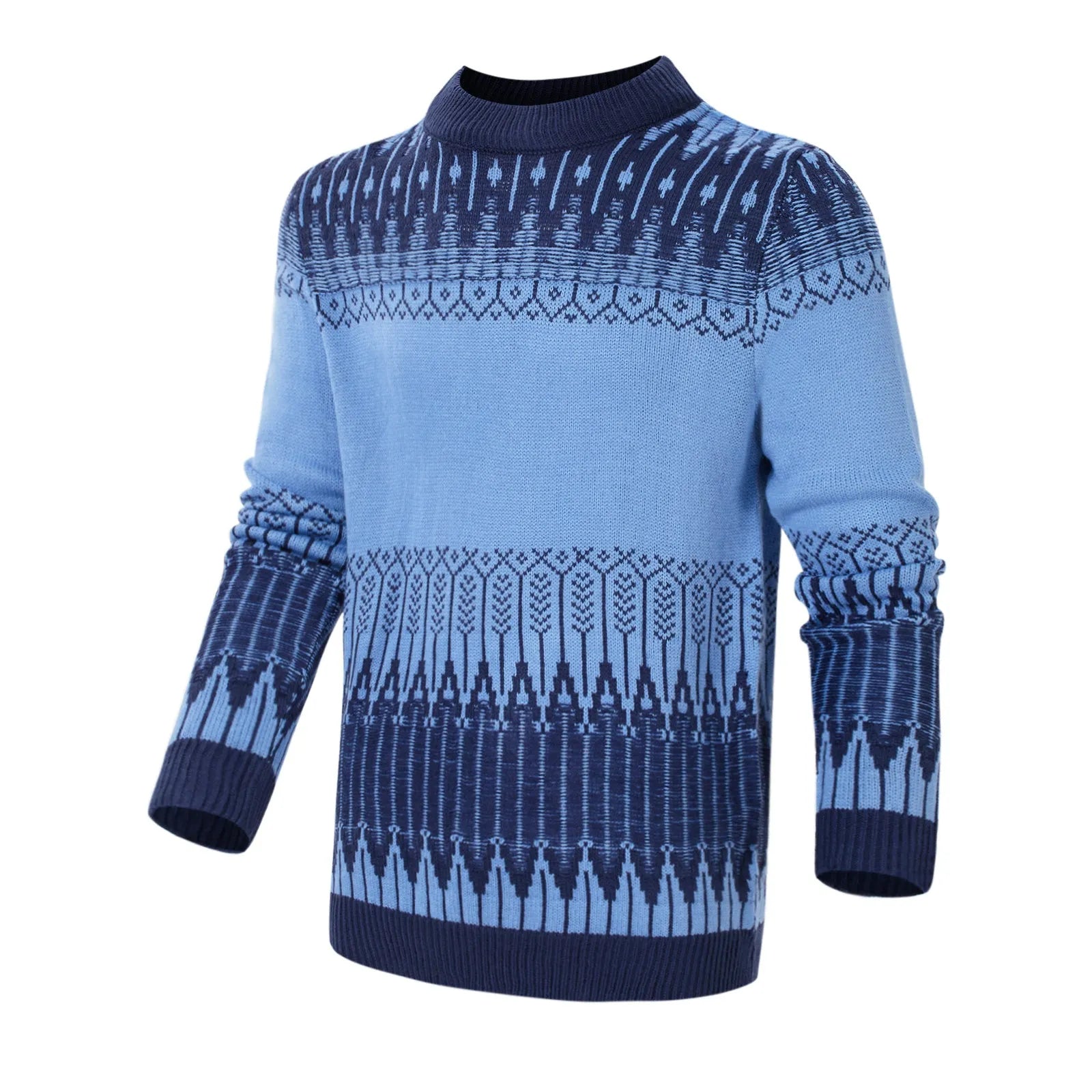 Men's knitted crew neck sweater with long sleeves in multiple size options