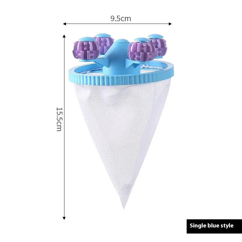 Universal washing machine filter screen in blue with polyester hair suction mesh