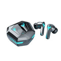 Black wireless in-ear sports gaming headset with noise-cancelling technology