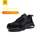 Black mesh breathable labour insurance safety shoes with anti-smash anti-puncture features and PU sole