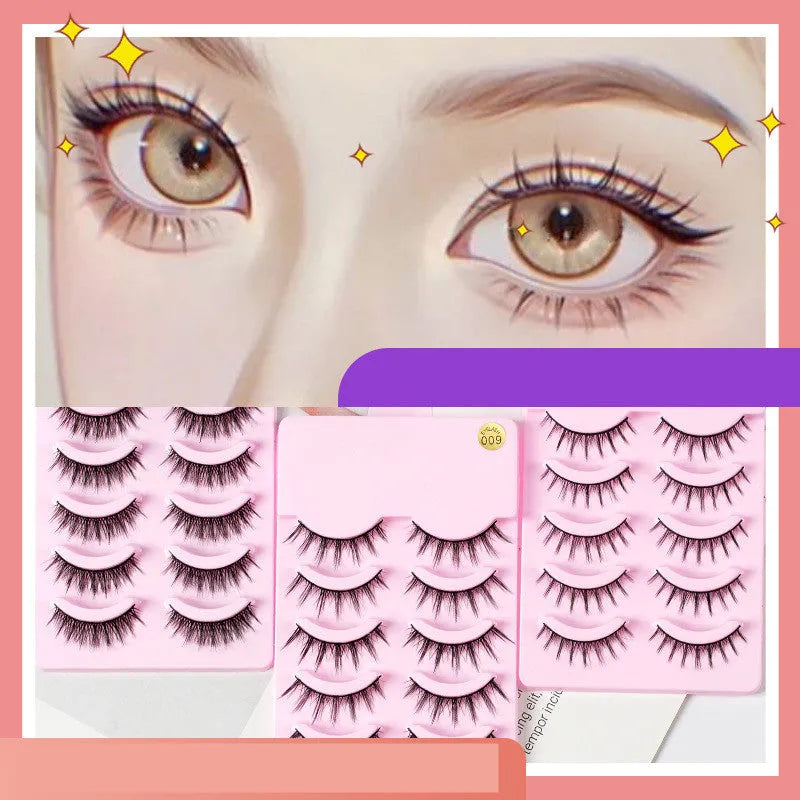 5 pairs anime manga lashes false eyelashes in natural wispy style with plastic black band