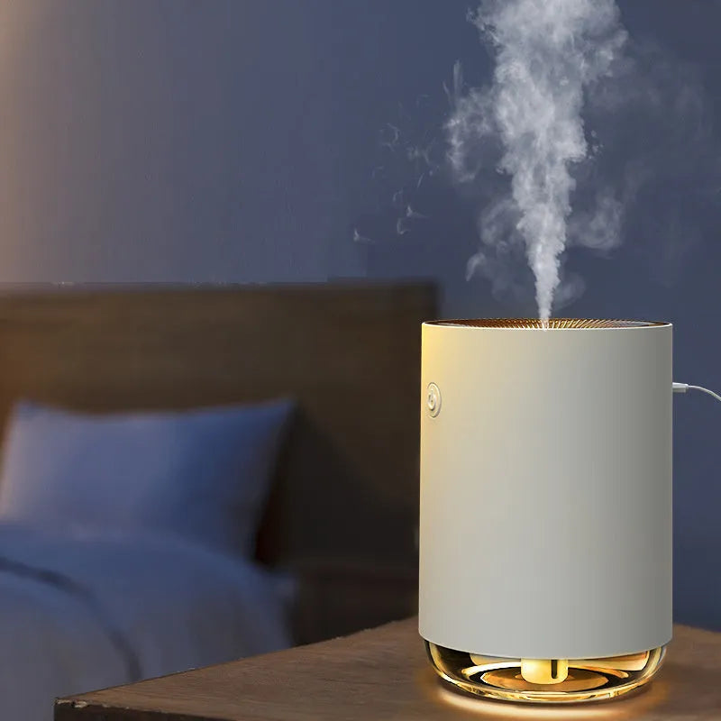 Night light humidifier spray diffuser in white, DC5V, 2W, ABS and PP construction