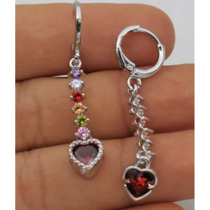 Heart-shaped women's earrings with metallic gold or silver electroplated finish