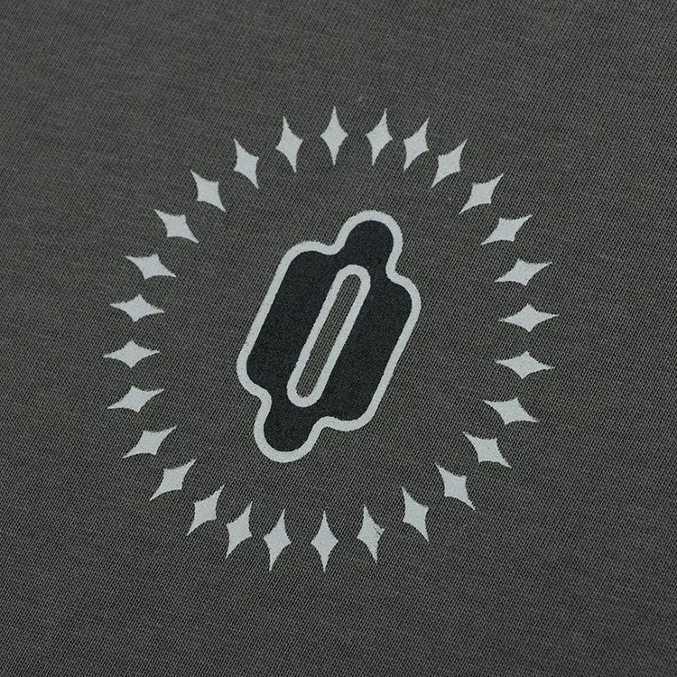 Loose fit drop shoulder cotton sweatshirt in dark grey blue colour with printed letters
