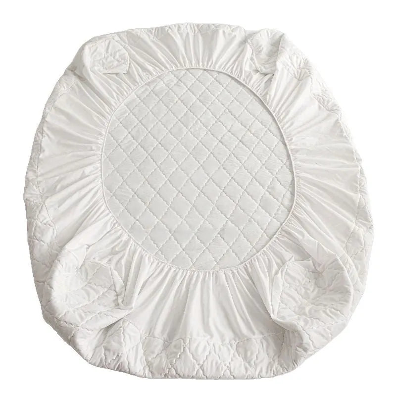 Diamond lattice quilted bamboo fibre waterproof mattress protector set with fitted sheet and pillowcases