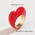 Original design heart-shaped enamel ring in zinc alloy showing three-dimensional detail.