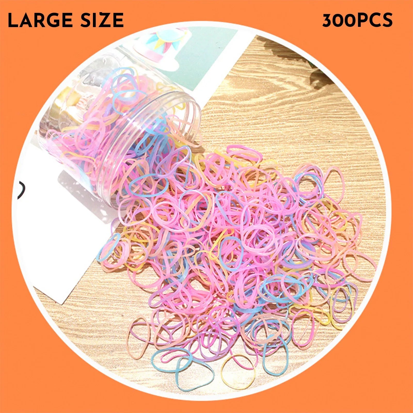 Multi-colour TPU baby hair ties in a reusable container for toddler fine hair, 300 piece pack