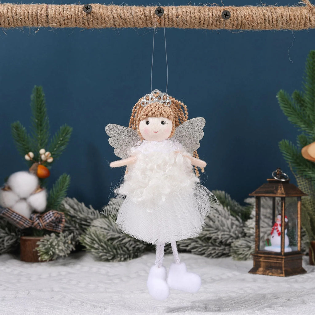Christmas angel fabric pendant hair accessory for girls' high ponytails in cartoon style