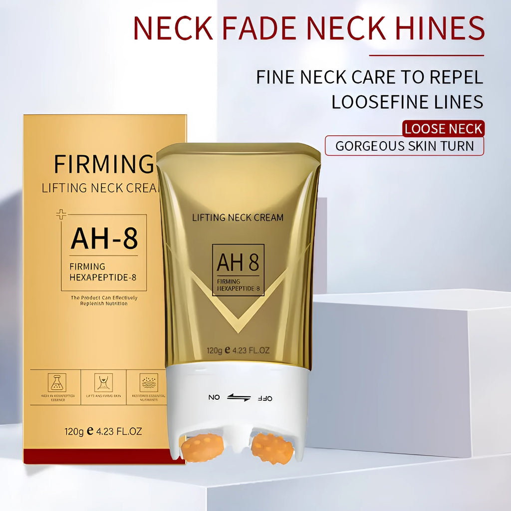 Roller neck firming cream moisturizer in 8.8 x 3.5 x 16.5 cm packaging with 120g content