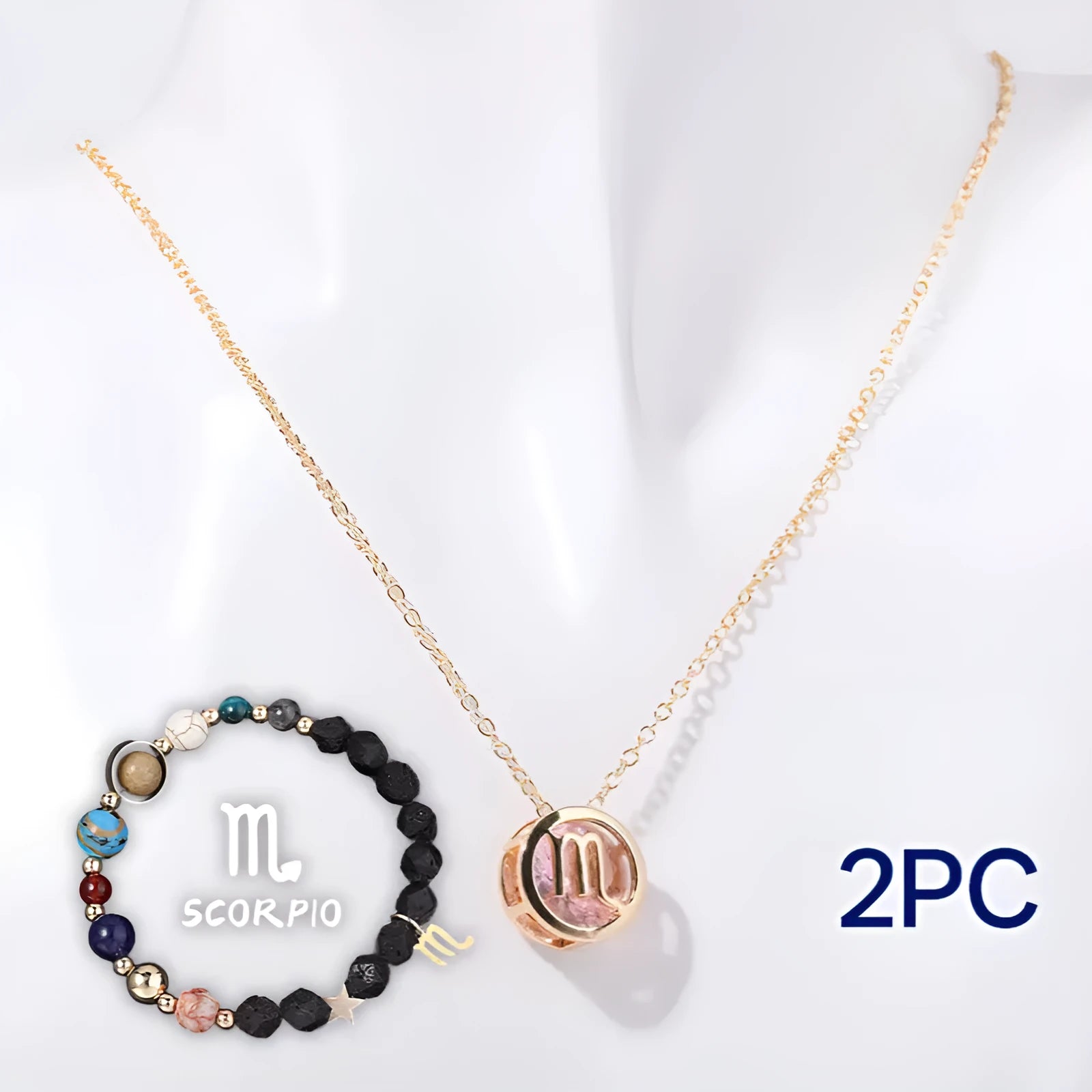 Natural stone beaded necklace and bracelet set with genuine stone beads in a matching style