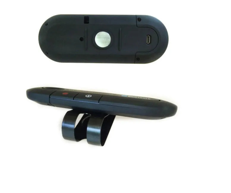 Black Bluetooth handsfree sun visor music player clipped to car sun visor with ABS housing