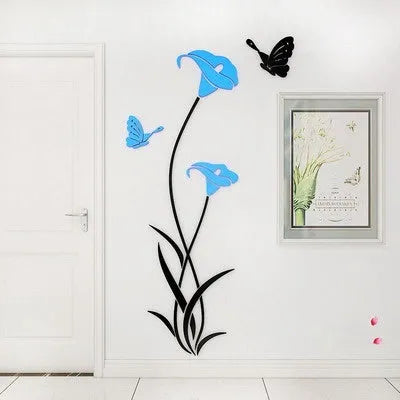 Transparent acrylic 3D wall sticker showing light-catching dimensional effect in pink colour option