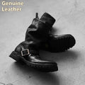 Men's retro Martin boots with round toe and side zipper in black colour options