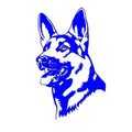 Reflective Alsace Shepherd dog car bumper sticker measuring 13x8 cm