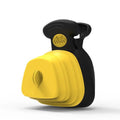 Blue portable dog pooper scooper with carabiner clip and integrated waste bag compartment.