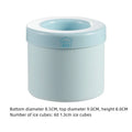 Portable 2-in-1 silicone ice bucket mold with lid in blue-green on a white background