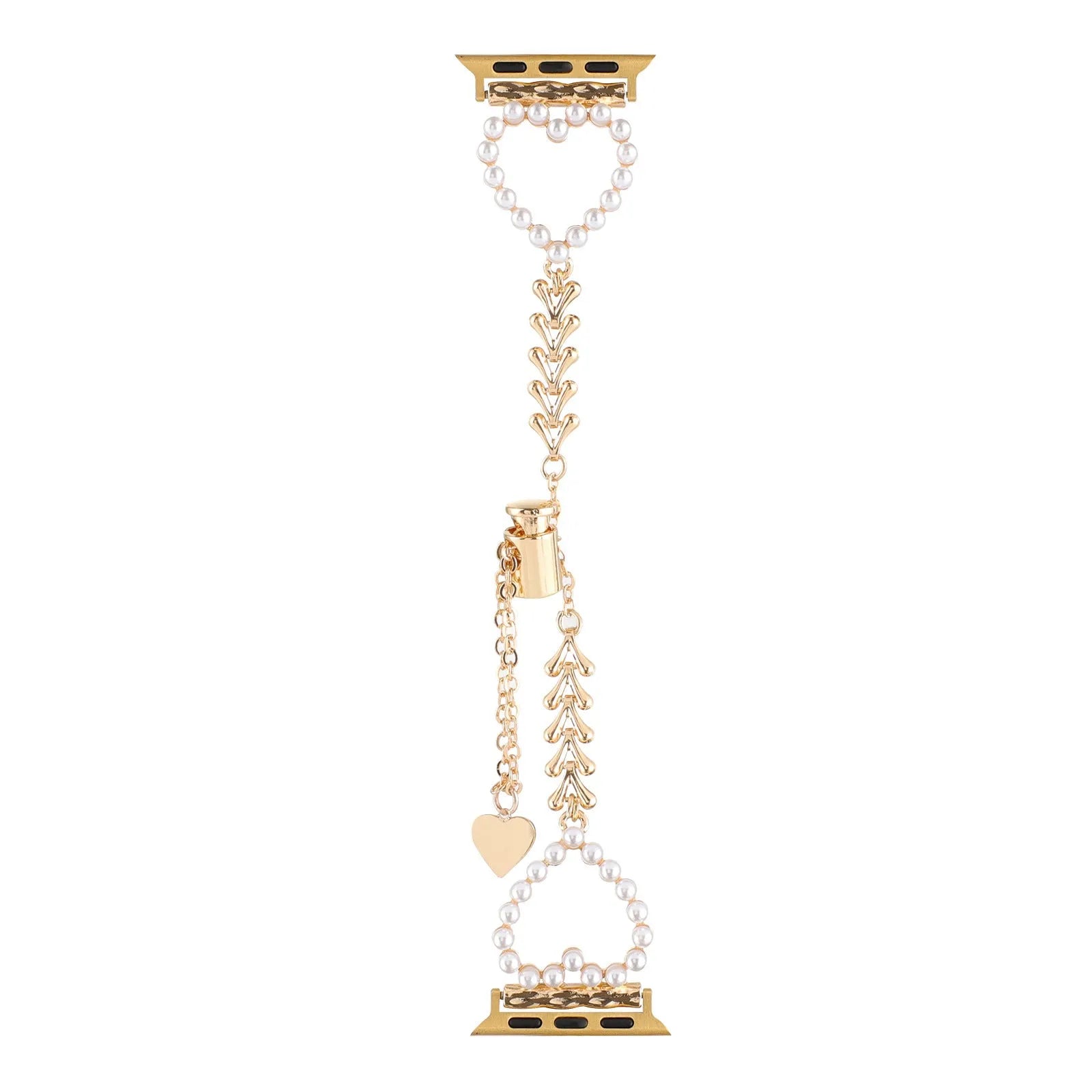 Pearl love necklace smart watch strap for Apple in simple metal style with decorative pearl accents