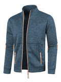 Men's long zipper light fleece cardigan coat in black, plus size, loose fit, long sleeves