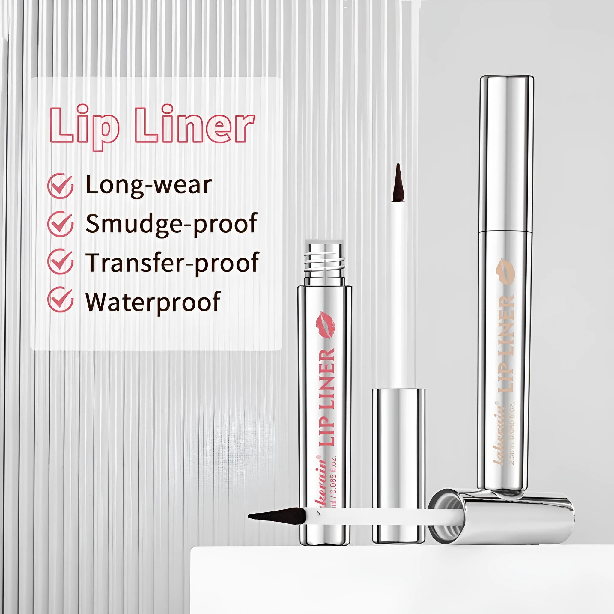 Matte finish pointed toe tear and pull lip liner in shade Rose Pink with durable easy colour formula