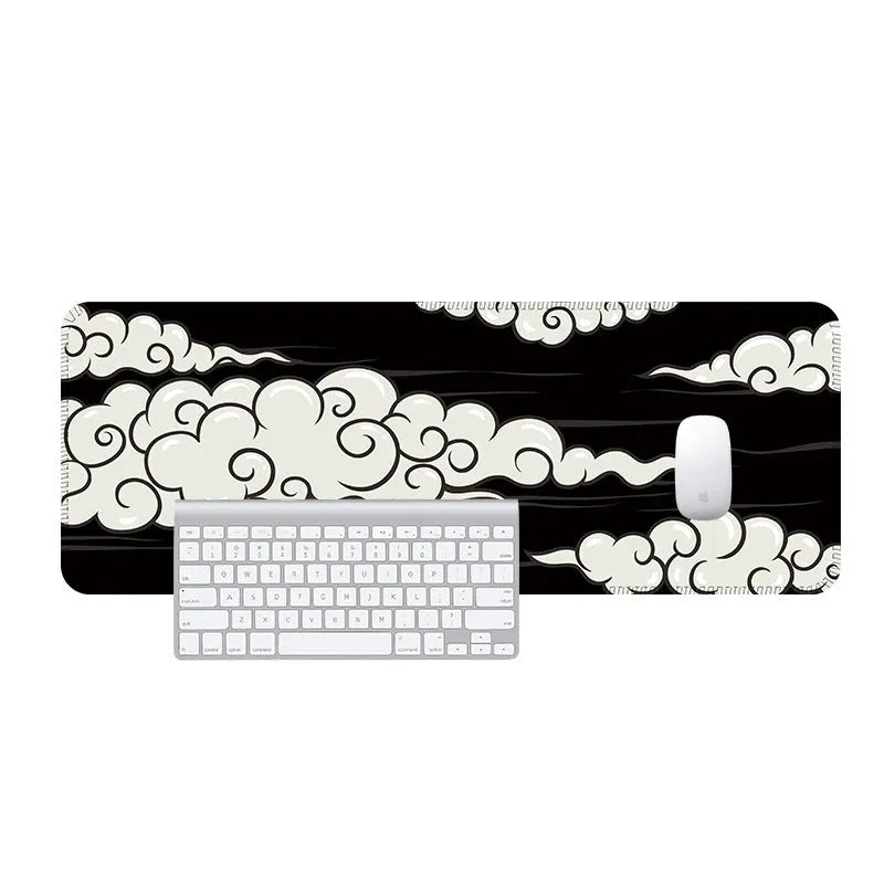 Large Japanese style simple desk mat with natural rubber non-slip base on a wooden table.