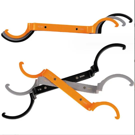 H251 magnetic crescent wrench set showing orange, grey, and black adjustable spanners with catheter locking mechanism.
