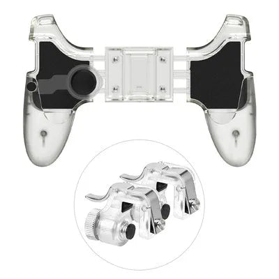 Black wired mobile phone game controller with physical buttons for gaming
