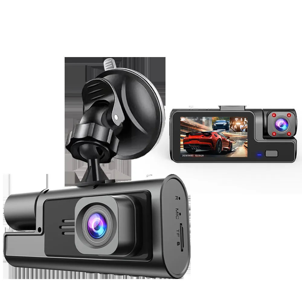 Car dash cam with 2.0-inch screen showing WiFi connectivity and reversing camera function