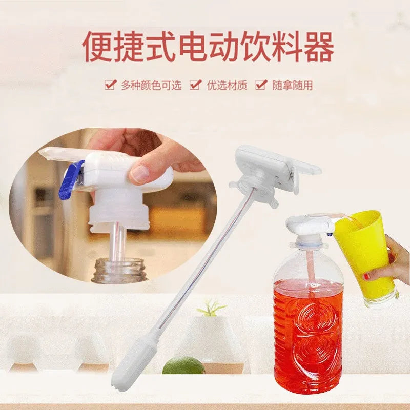 Electric beverage pumping device with PP silicone straw and choice of blue or white press handles