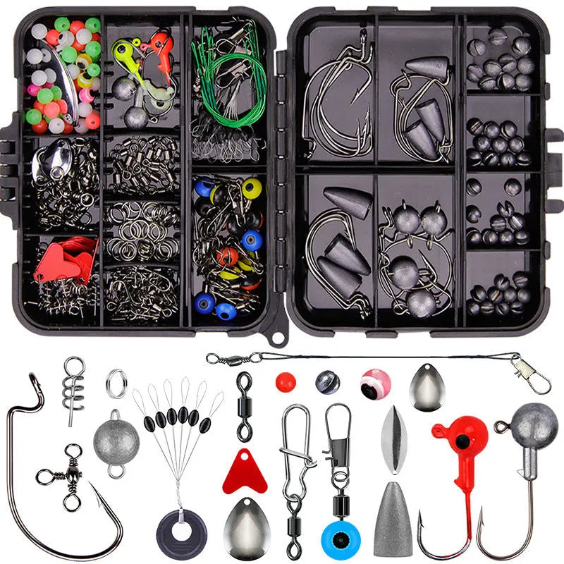Weihe 257-piece fishing lure accessories set in protective ABS box for Texas, sea and rock fishing