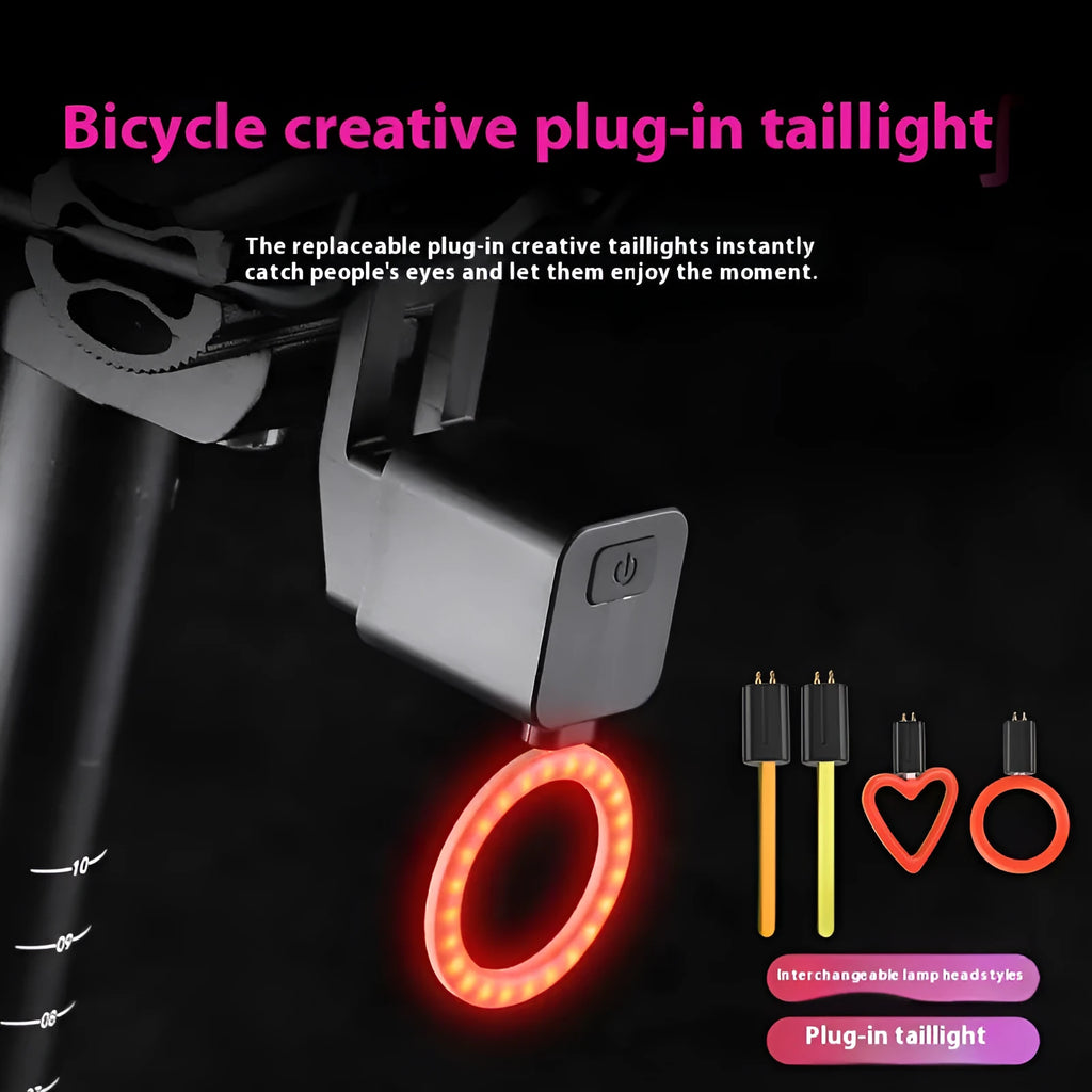 Bicycle tail light with flowing water effect mounted on seat tube for night riding safety