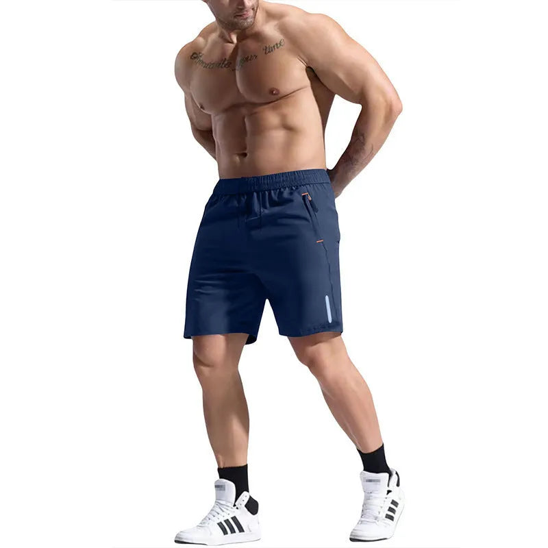 Men's grey elastic waist shorts made from bamboo fibre blend fabric.