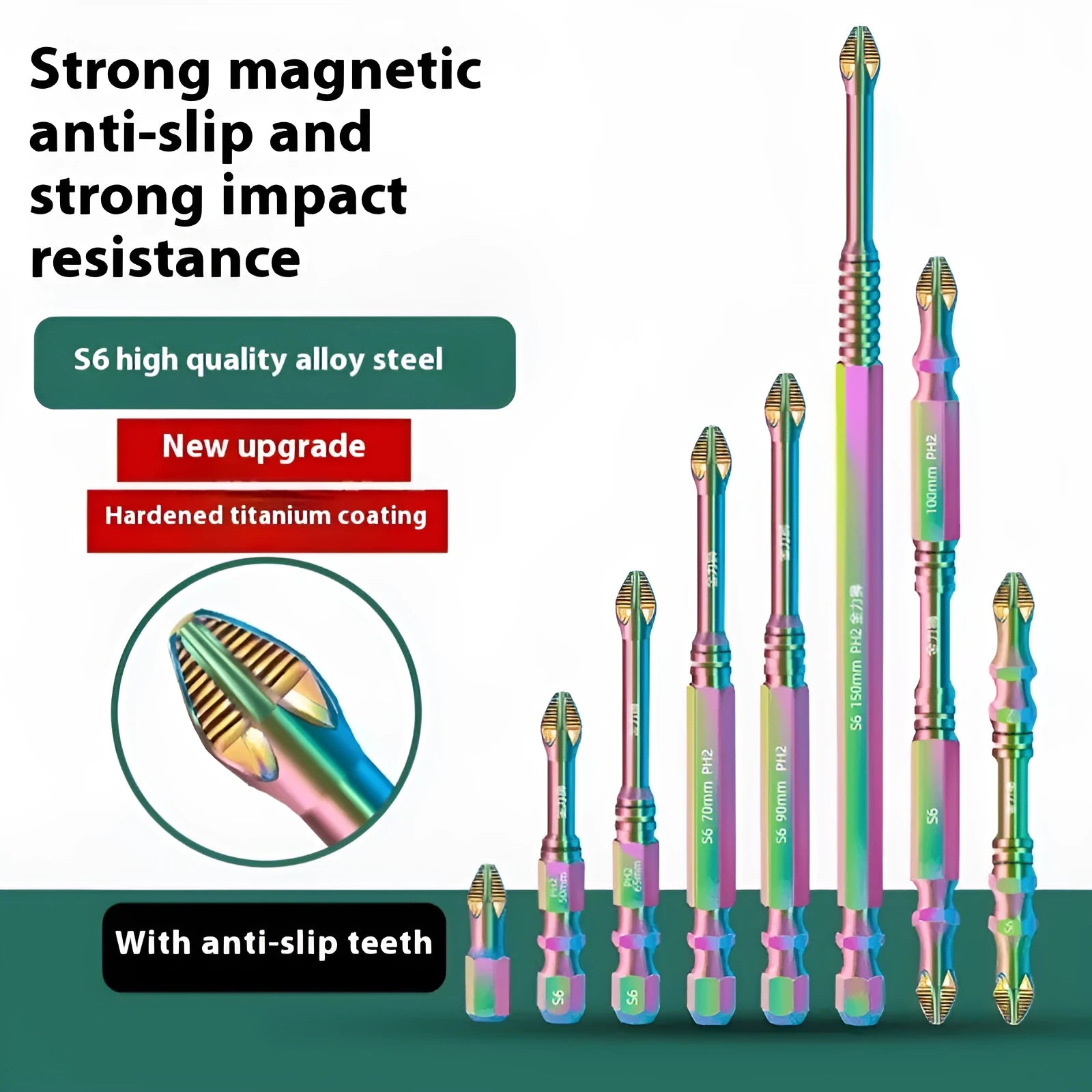S6 colour titanium non-slip cross screwdriver head alloy steel impact rated