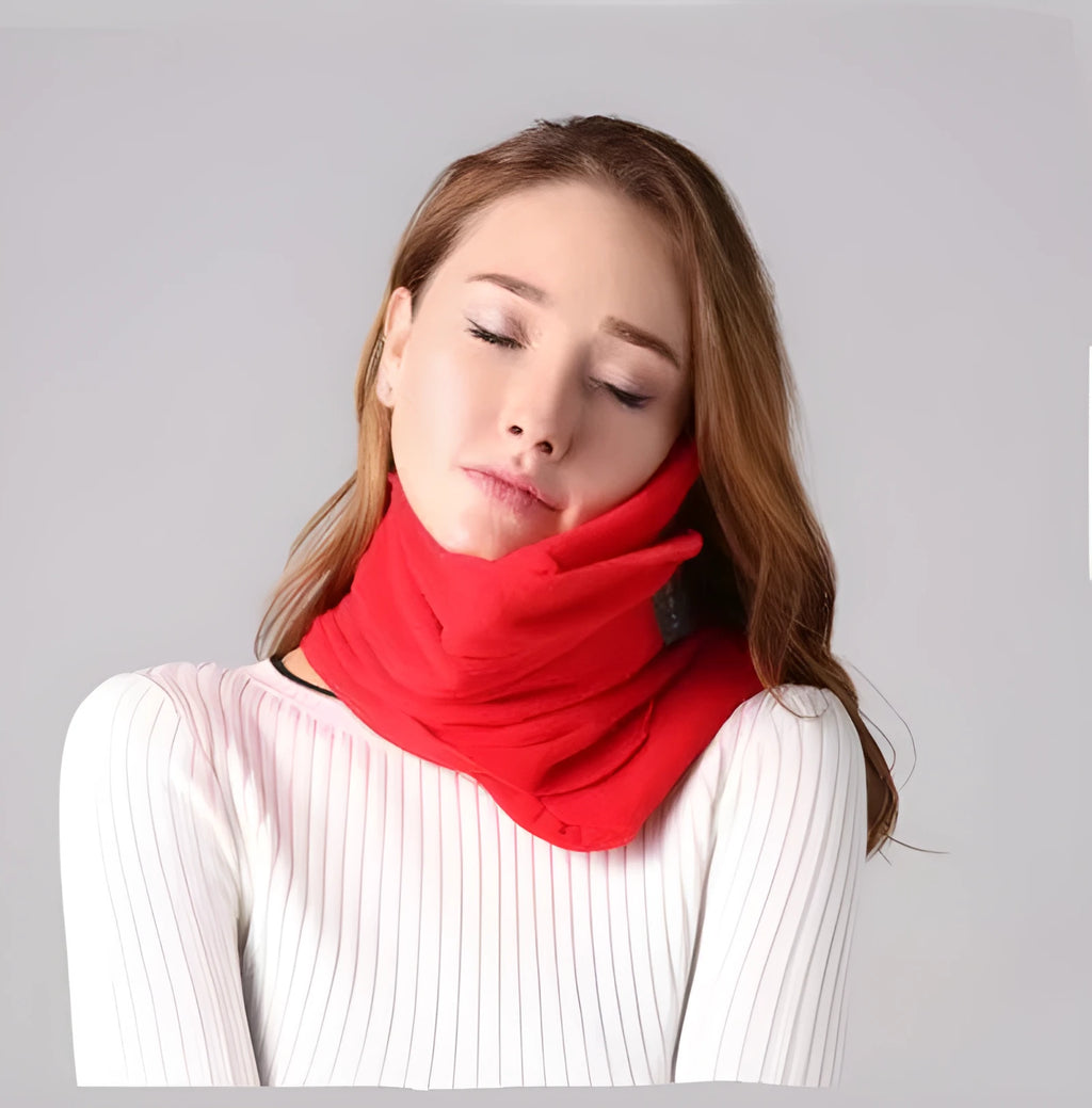 U-shaped neck scarf support collar travel pillow Black Gray Navy Red cotton filling polyester cotton blend