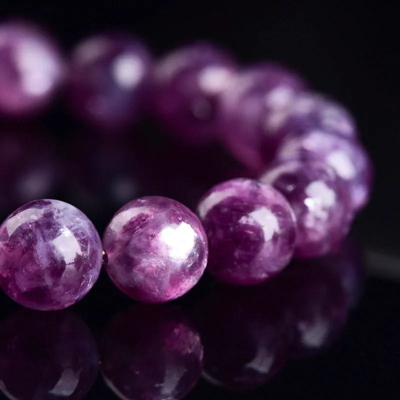 Purple polished crystal bracelet with geometric beads in Korean-style design