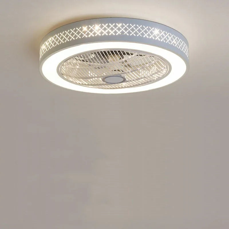 LED invisible fan chandelier with metal blades 55CM pastoral style for living bedroom dining room