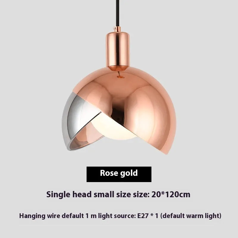 Simple dining-room droplight with gold stitching, 20cm, warm LED, iron construction, champagne gold finish