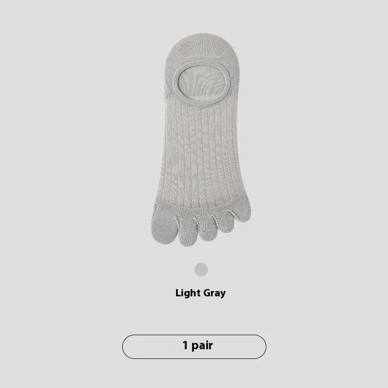 Men's boneless five-finger invisible socks in modal fabric, shown in multiple colours.