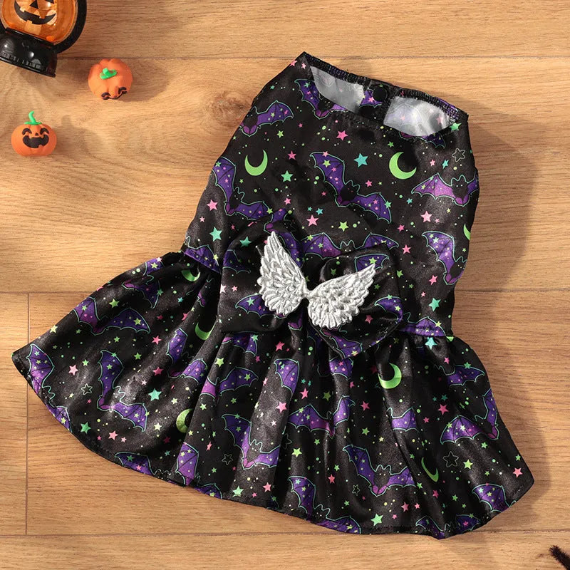 Angel wings Halloween costume for dogs in bright pumpkin colour with polyester fabric
