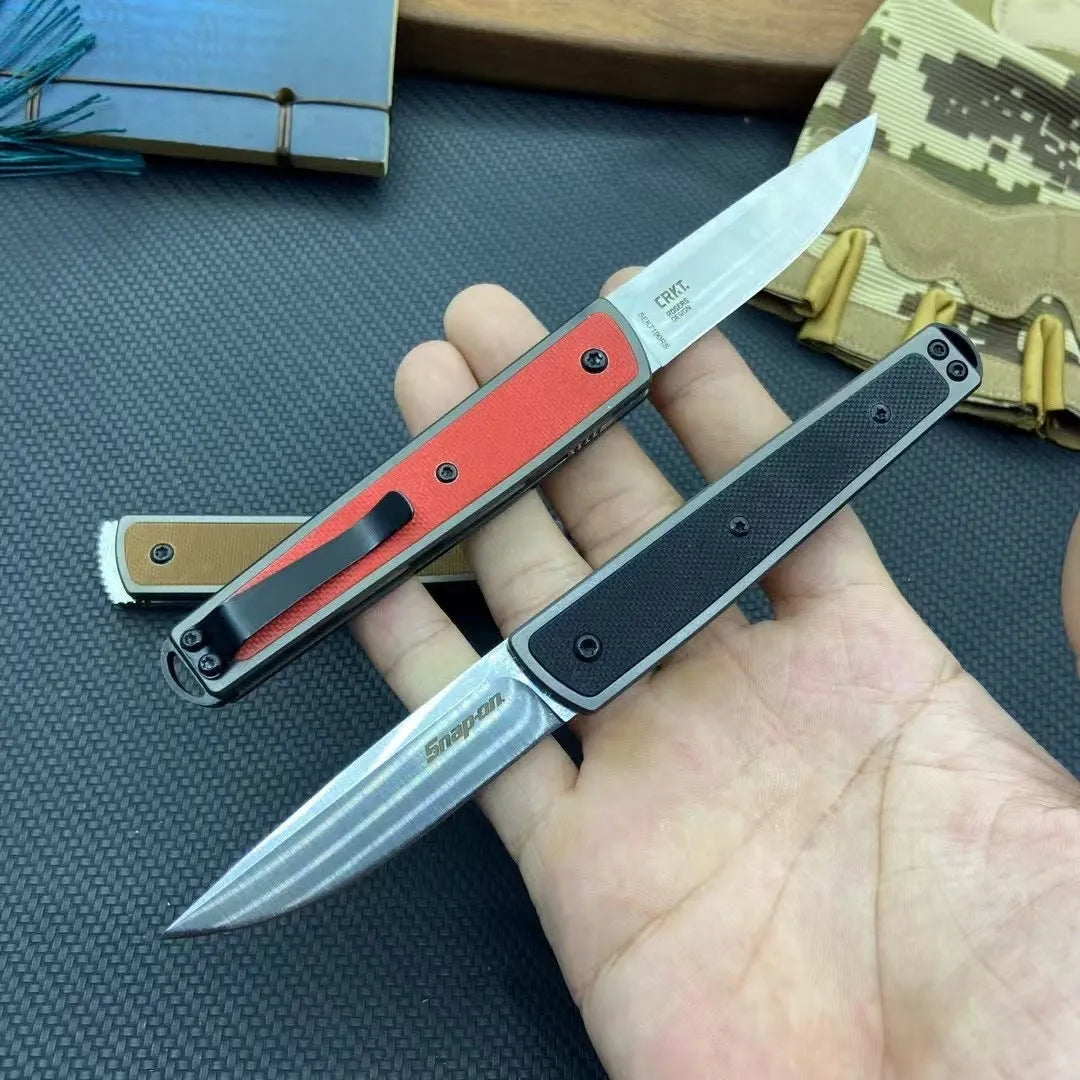 Folding fruit knife with 17cm length showing blade and handle in stainless steel construction
