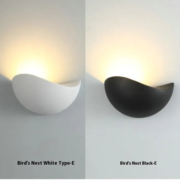 Courtyard LED lighting lamp with IP65 waterproof rating in black or white bird's nest design