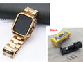 Stainless steel strap and TPU protective frame set for Apple Watch in silver, black, gold, rose gold colour options