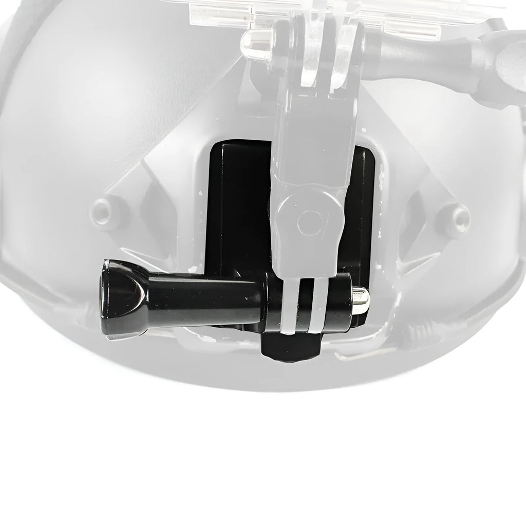 Black aluminium alloy and plastic helmet holder extension rod for GoPro Hero 3 and Hero 4 cameras.