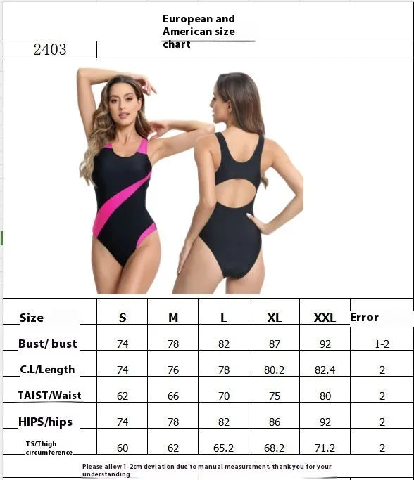 One-piece colour matching tight swimsuit for women in Rose Red, sleeveless, polyester fibre, sizes S to XXL