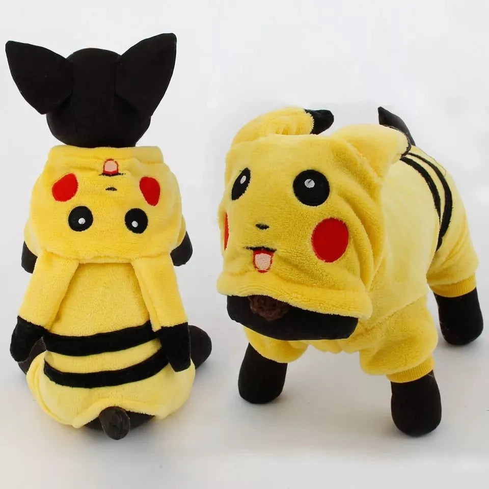 Cute cat wearing a warm fleece hoodie coat in cartoon cosplay style for autumn winter