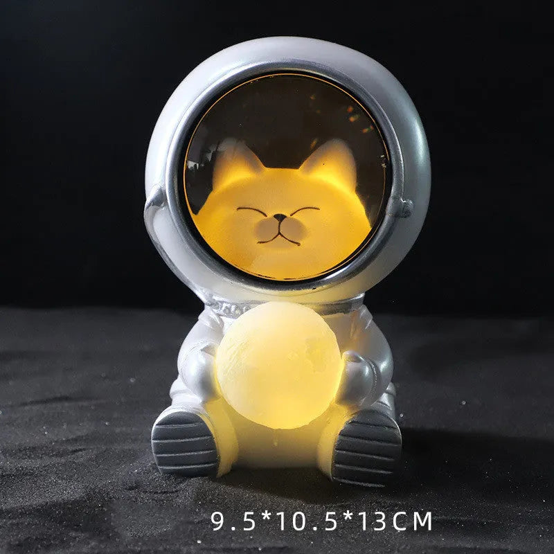 Starry sky animal night light resin LED lamp 9.5x10.5x13cm bear kitten puppy room decor