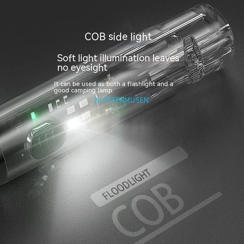 Black plastic USB rechargeable 1W portable flashlight with built-in 200mAh battery