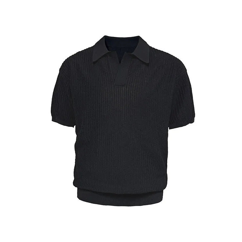 Men's striped polo shirt with business collar in ice silk fabric